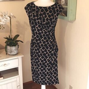 Connected Apparel Elegant Black and Cream Dress. Career. Professional.